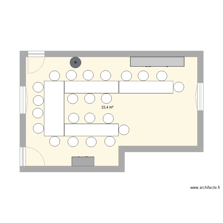 Salle à manger. Plan de 1 pièce et 33 m2