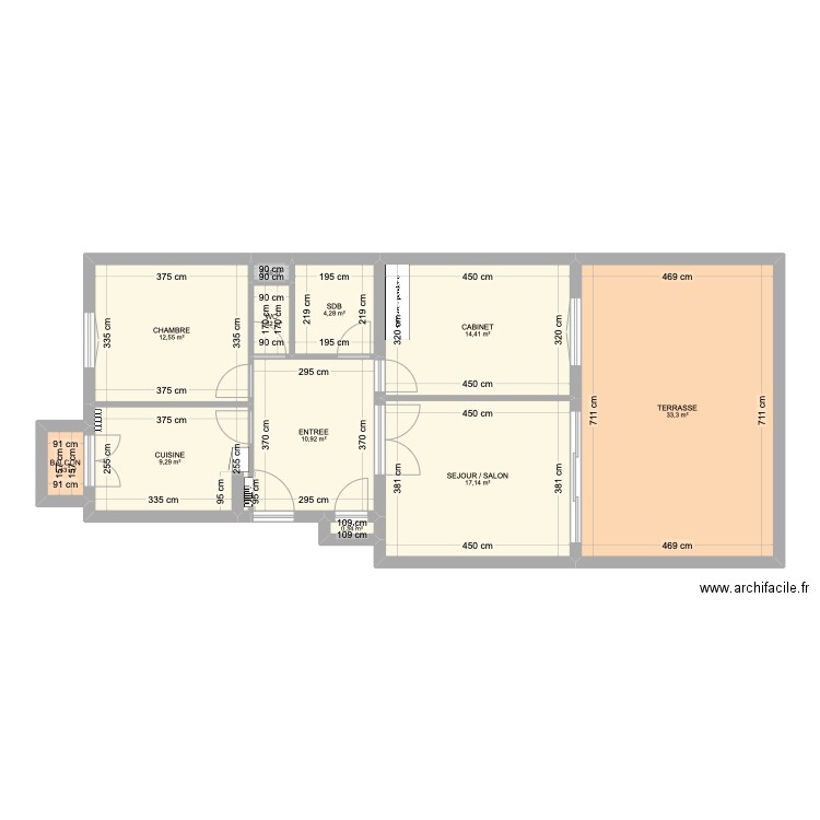 cab. Plan de 11 pièces et 106 m2