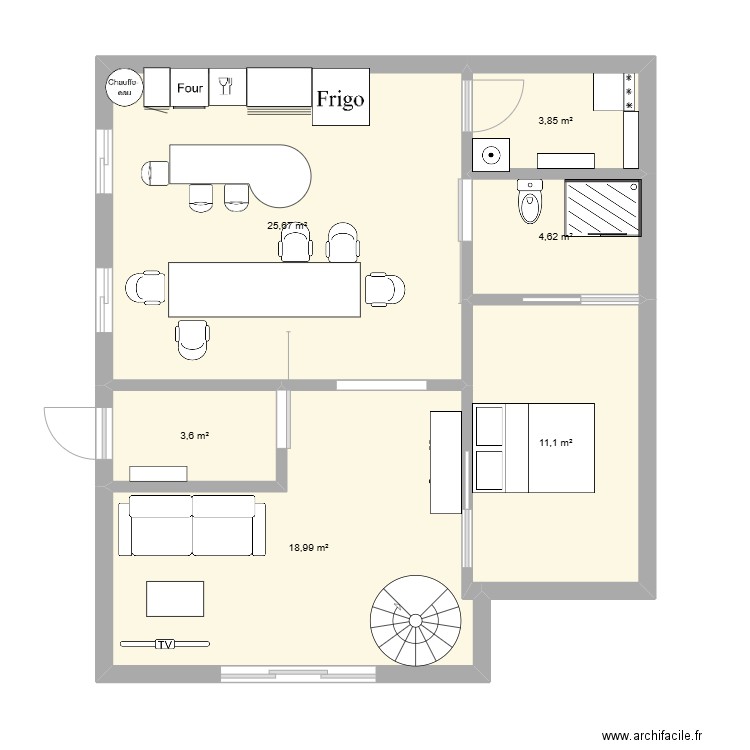 utopi. Plan de 6 pièces et 68 m2