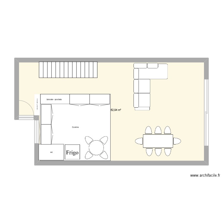 RdC Claira 1. Plan de 1 pièce et 63 m2