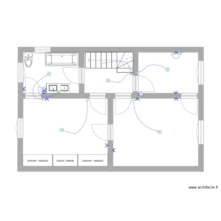 ETAGE 1 UCC. Plan de 5 pièces et 46 m2