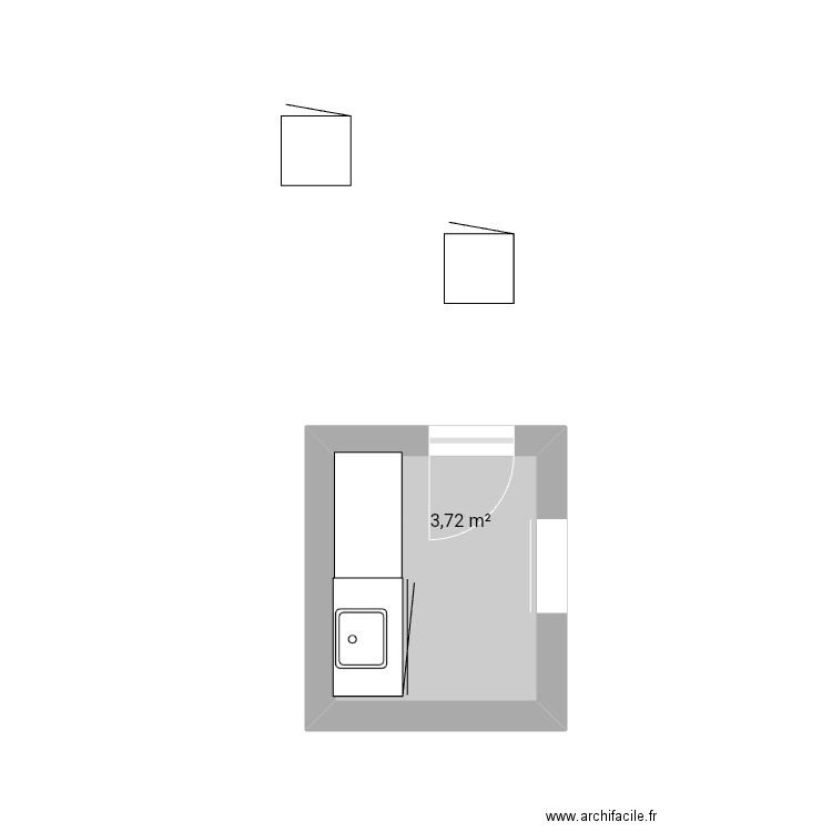 Buanderie. Plan de 1 pièce et 4 m2