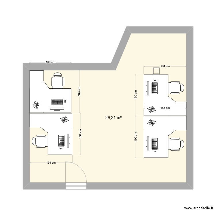 Bureau Admin avec nos bureau. Plan de 1 pièce et 29 m2