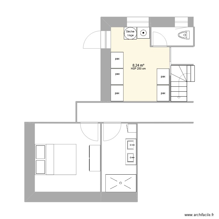 maison. Plan de 1 pièce et 8 m2