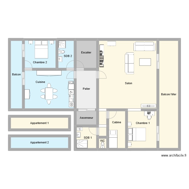 CANET. Plan de 17 pièces et 170 m2