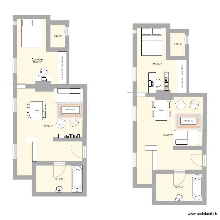 plan appart 2. Plan de 8 pièces et 83 m2