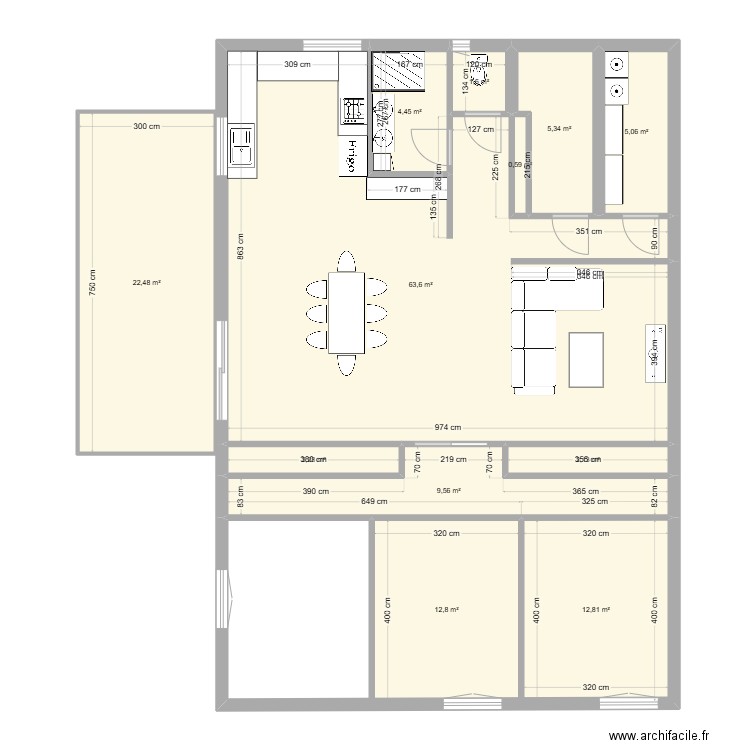 ebauche3. Plan de 12 pièces et 143 m2