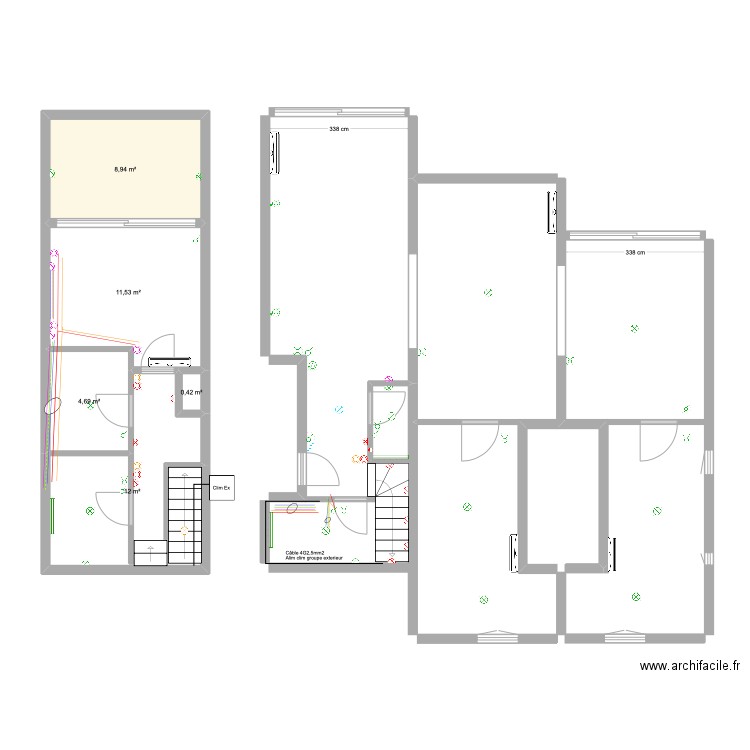 Cogo d. Plan de 5 pièces et 38 m2