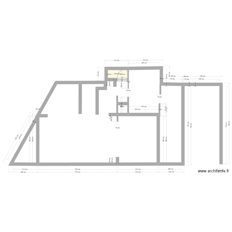 RDC. Plan de 1 pièce et 1 m2