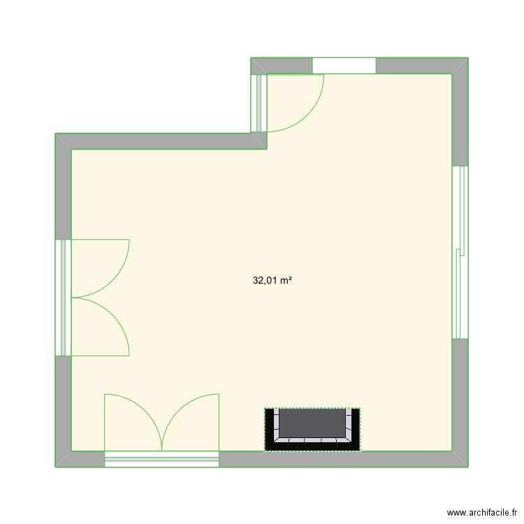 Maison À meubler. Plan de 1 pièce et 32 m2