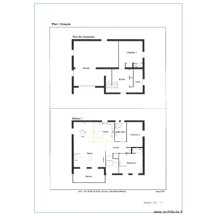 maison. Plan de 1 pièce et 1 m2