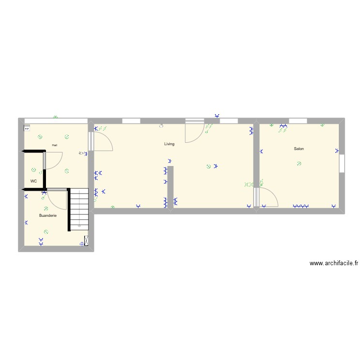 Nathan Laurie RDC. Plan de 4 pièces et 62 m2