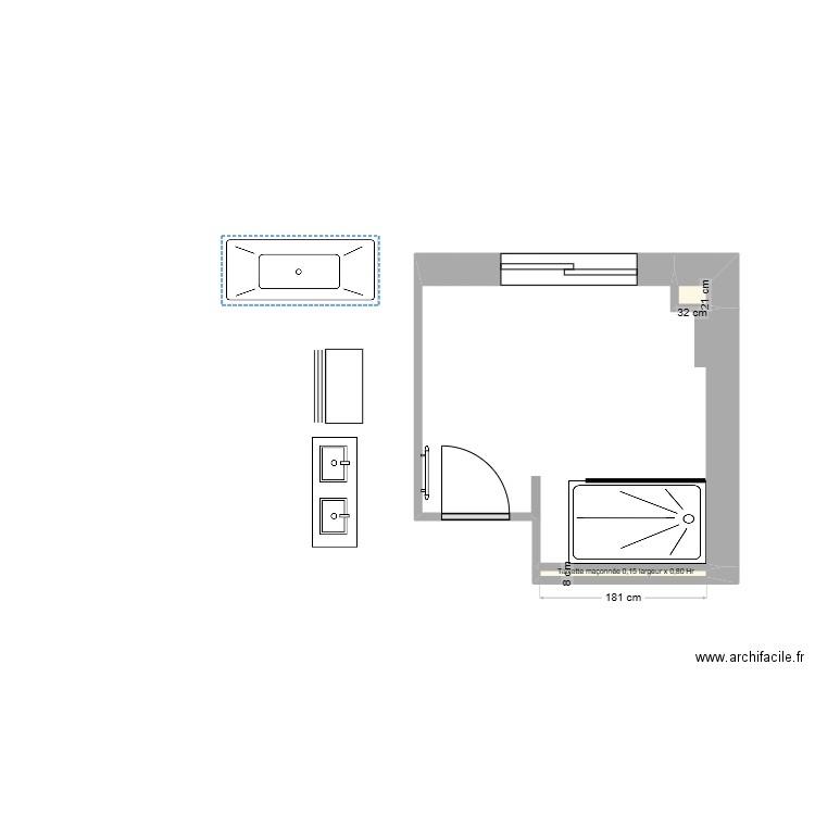 SDB Etage Mittainville . Plan de 2 pièces et 0 m2