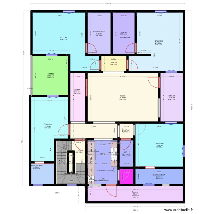 Alou S.N et ka familles plan fini. Plan de 19 pièces et 192 m2