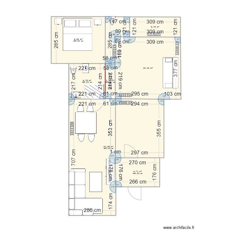 maison v2. Plan de 8 pièces et 72 m2