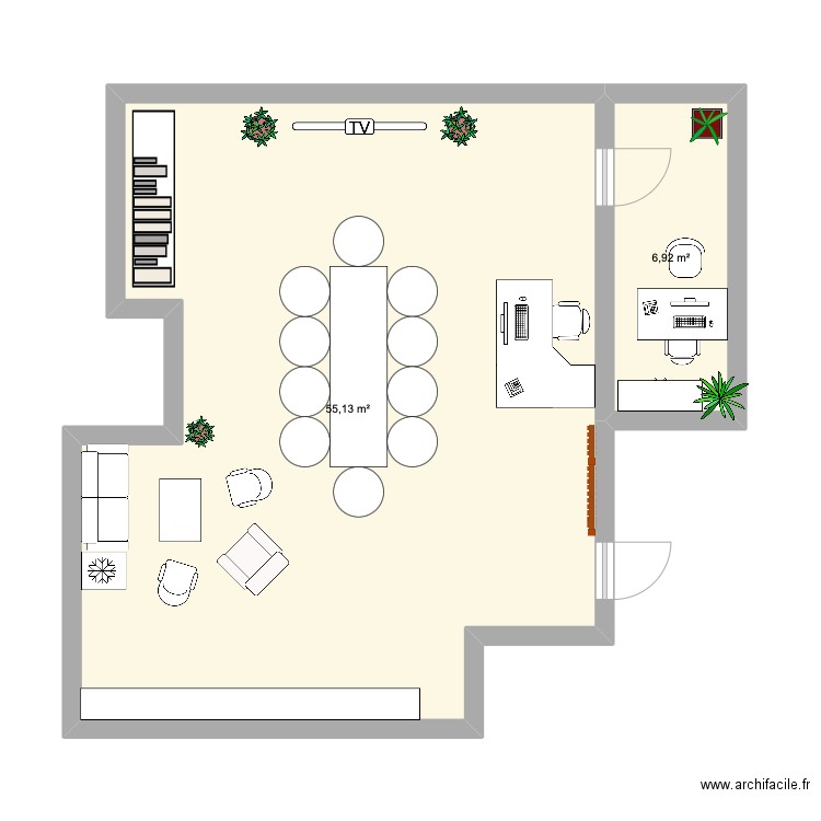 delafond . Plan de 2 pièces et 62 m2