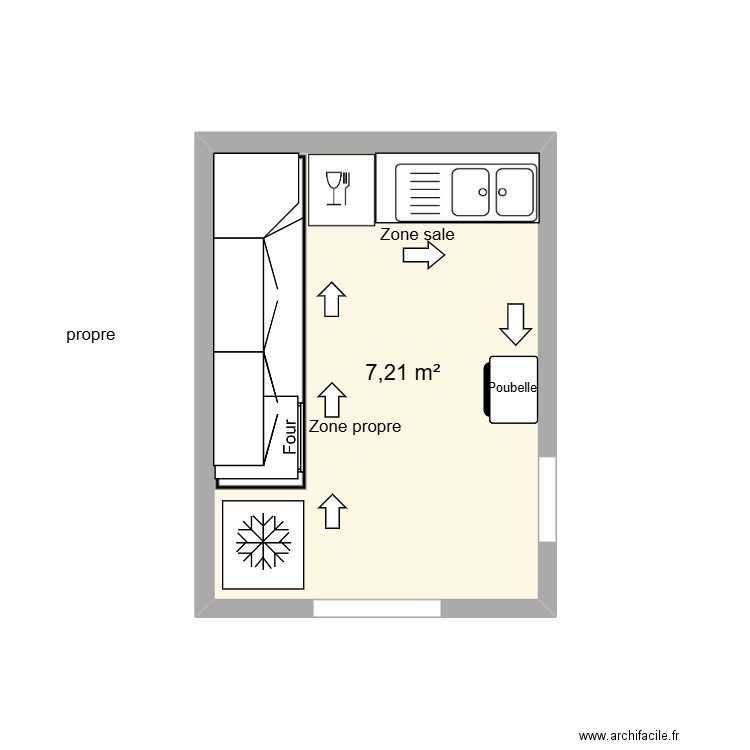 Office. Plan de 1 pièce et 7 m2