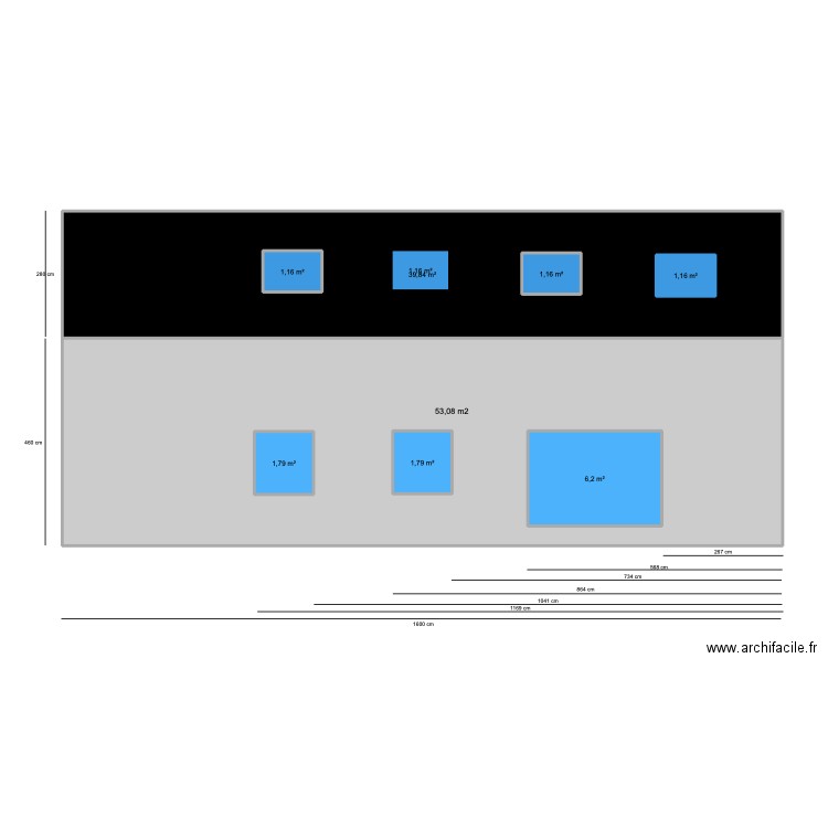 Facade Ouest. Plan de 9 pièces et 133 m2