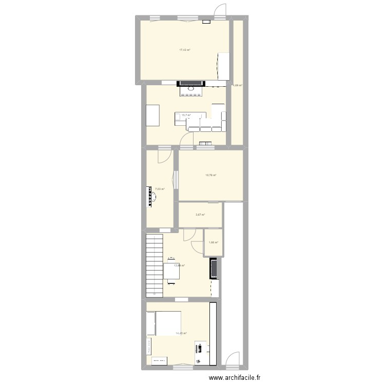 salon. Plan de 9 pièces et 89 m2