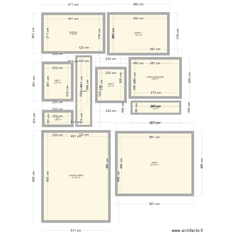 merignac 1. Plan de 10 pièces et 110 m2