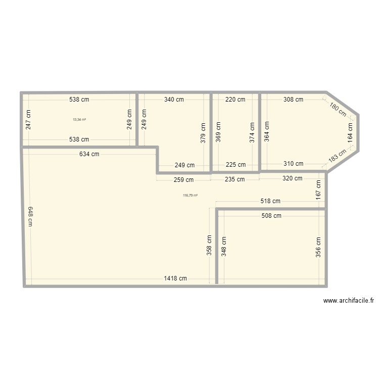 rdc lmr. Plan de 2 pièces et 130 m2