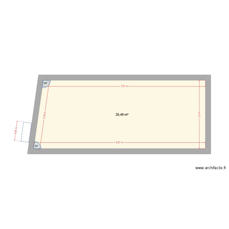 Plan de masse. Plan de 1 pièce et 26 m2