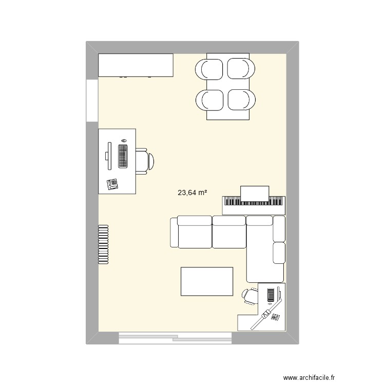 Salon Courbevoie. Plan de 1 pièce et 24 m2