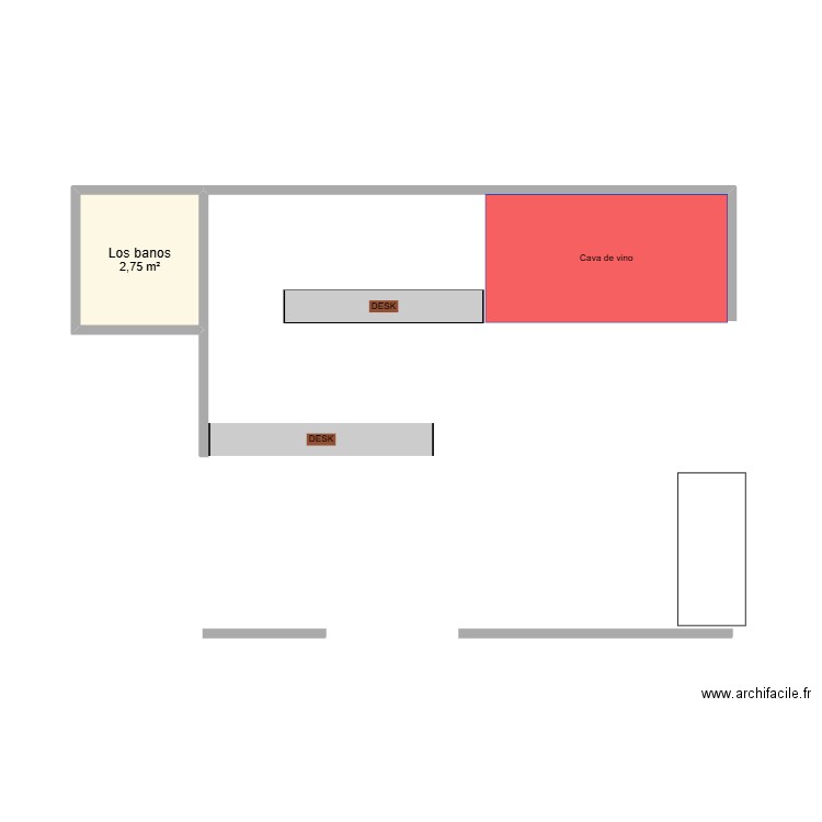 Récepcion Alma3.0. Plan de 1 pièce et 3 m2