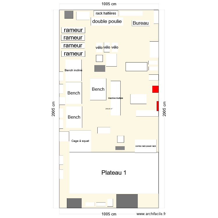 Salle CPB FA. Plan de 1 pièce et 201 m2