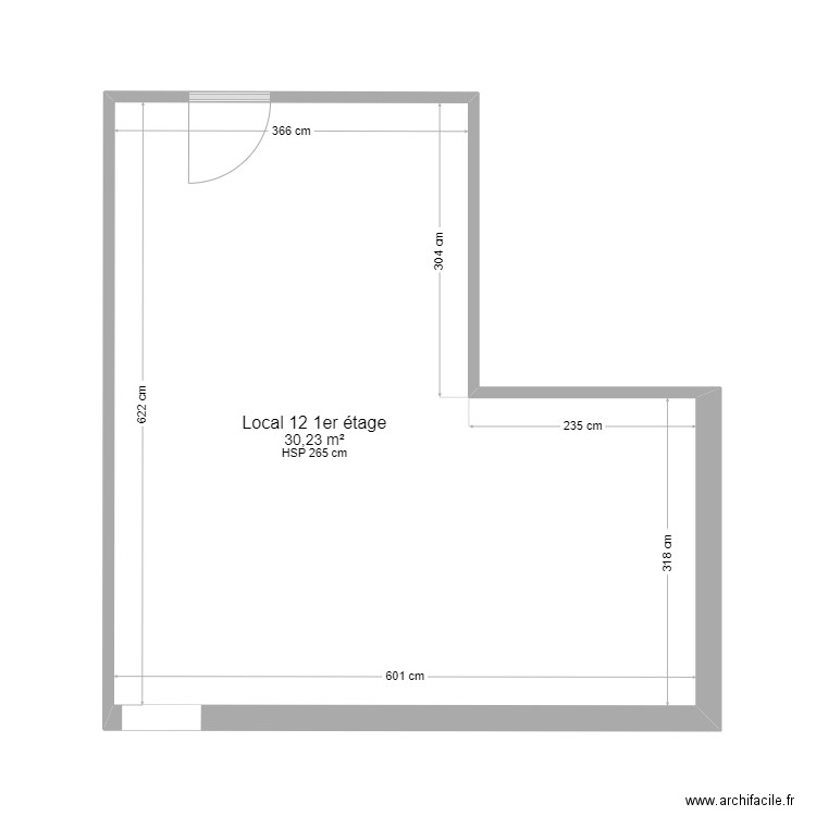 Plan local 12. Plan de 1 pièce et 30 m2