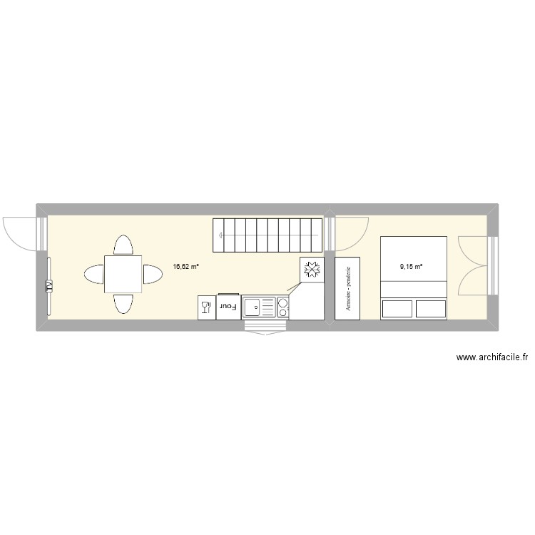 PROJET INDEPENDANCE. Plan de 2 pièces et 26 m2