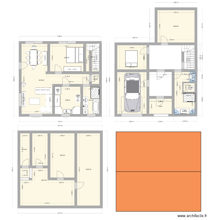 plan 1. Plan de 15 pièces et 197 m2