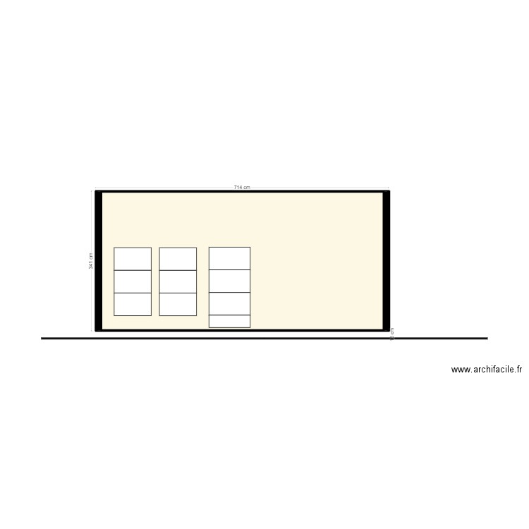 INIT_FACADE_OUEST. Plan de 1 pièce et 23 m2