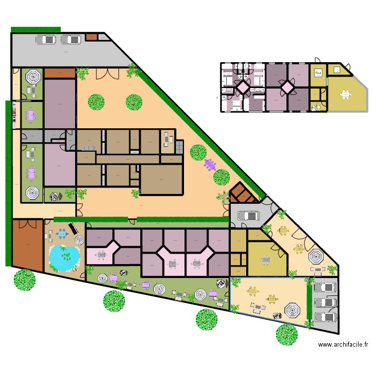 RESTO SUD + 9 CHAMBRES NORD + 3 SALONS 2011. Plan de 90 pièces et 1996 m2