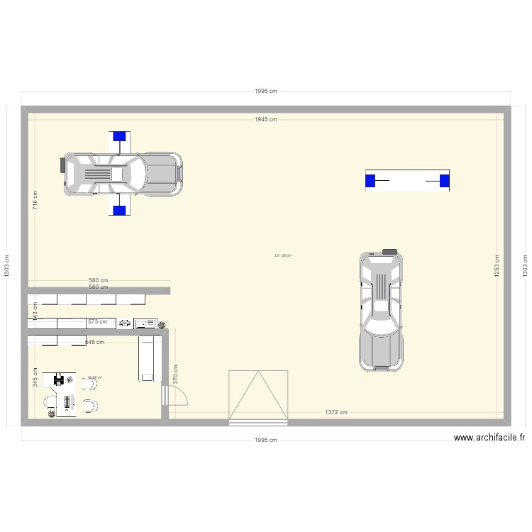 Malone Garage. Plan de 2 pièces et 240 m2