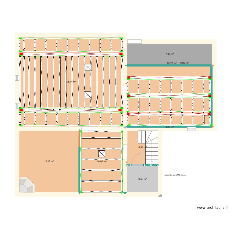 étage sonnac placo plafond. Plan de 9 pièces et 101 m2