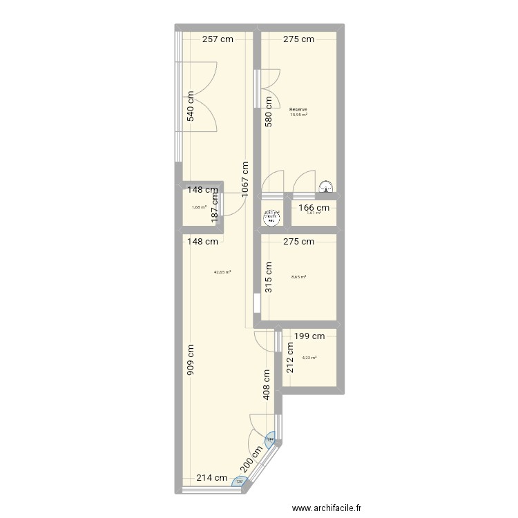 Colibri. Plan de 7 pièces et 76 m2