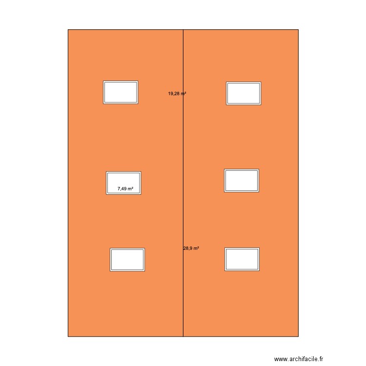 SDB1. Plan de 3 pièces et 56 m2