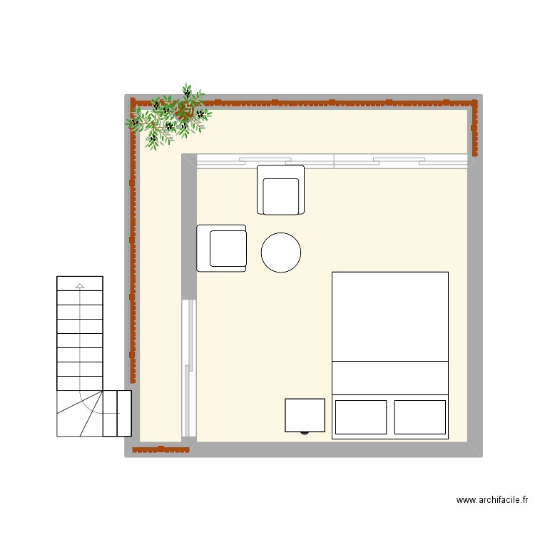 refuge. Plan de 2 pièces et 31 m2