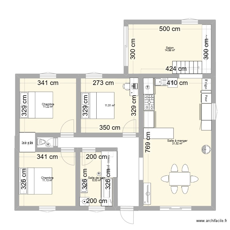 MAISON FINAL. Plan de 6 pièces et 87 m2