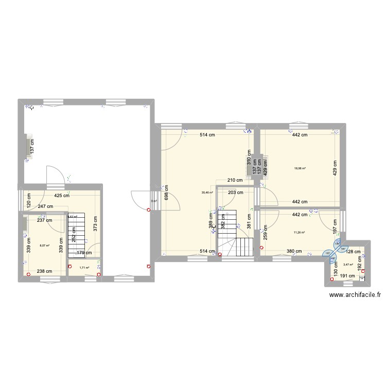 Tourelles RDC new 2. Plan de 16 pièces et 157 m2