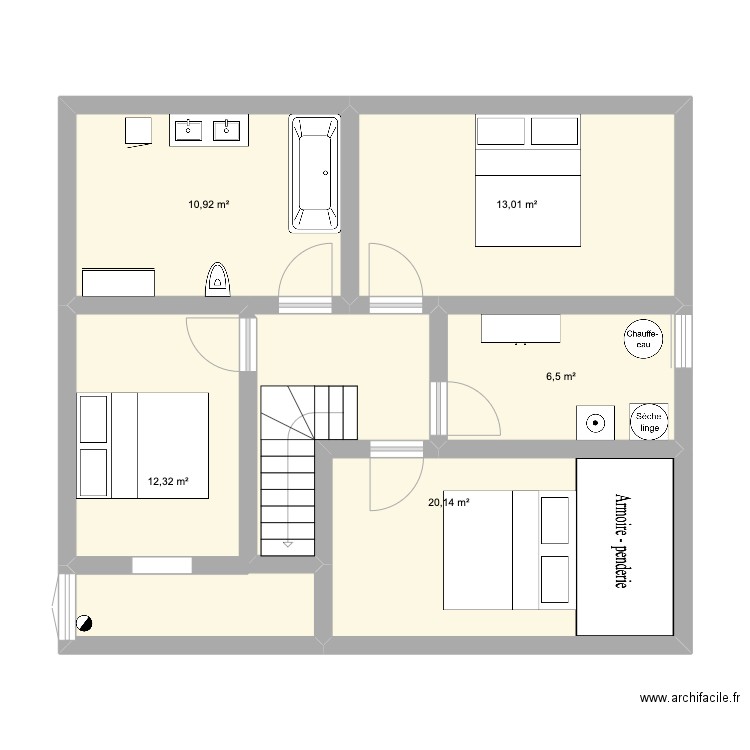 maison granby sous sol apres reno Manon. Plan de 5 pièces et 63 m2