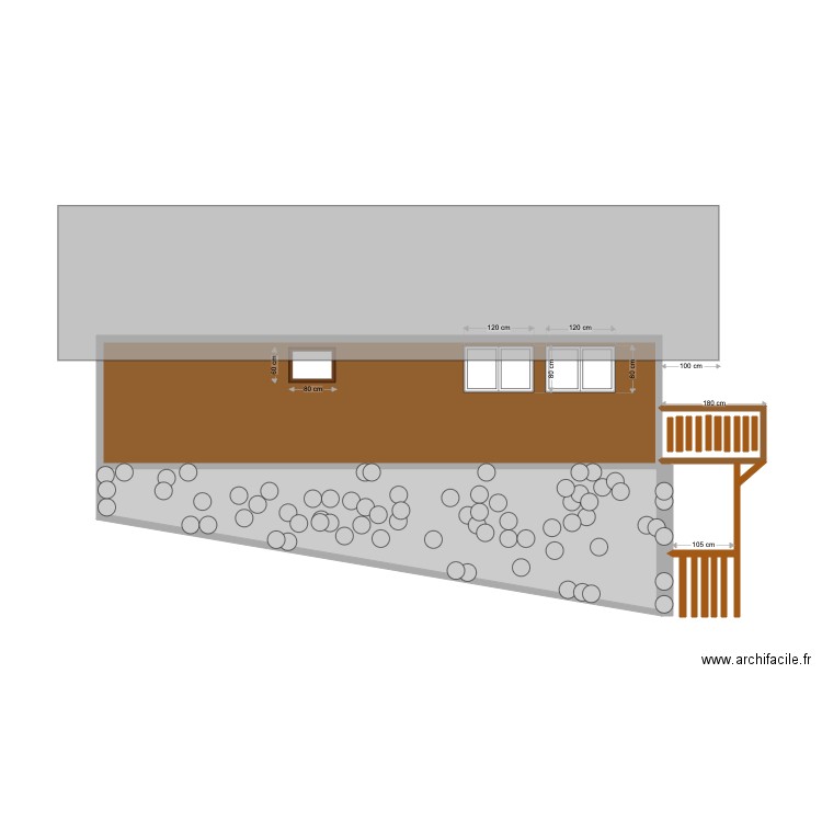 façade est nouvelle. Plan de 4 pièces et 38 m2