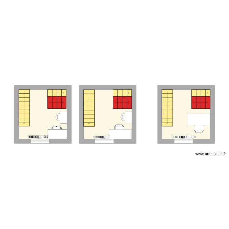 bureau m. Plan de 3 pièces et 26 m2