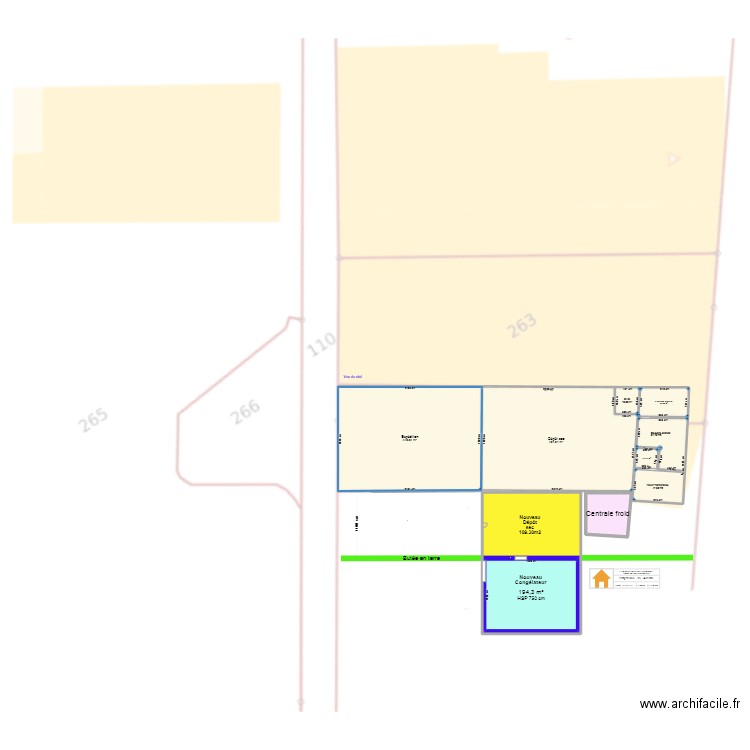 Dépôt_Réorganisation avec congélateur. Plan de 9 pièces et 1758 m2