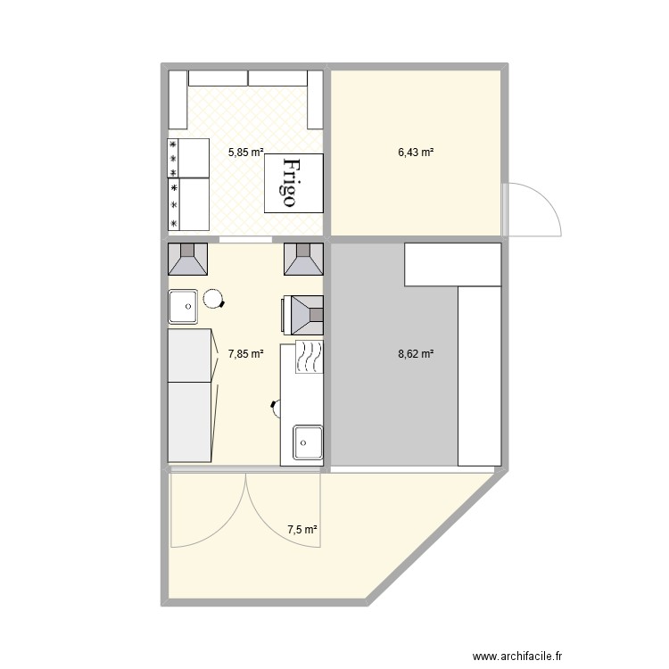 nouevau plan container . Plan de 5 pièces et 36 m2