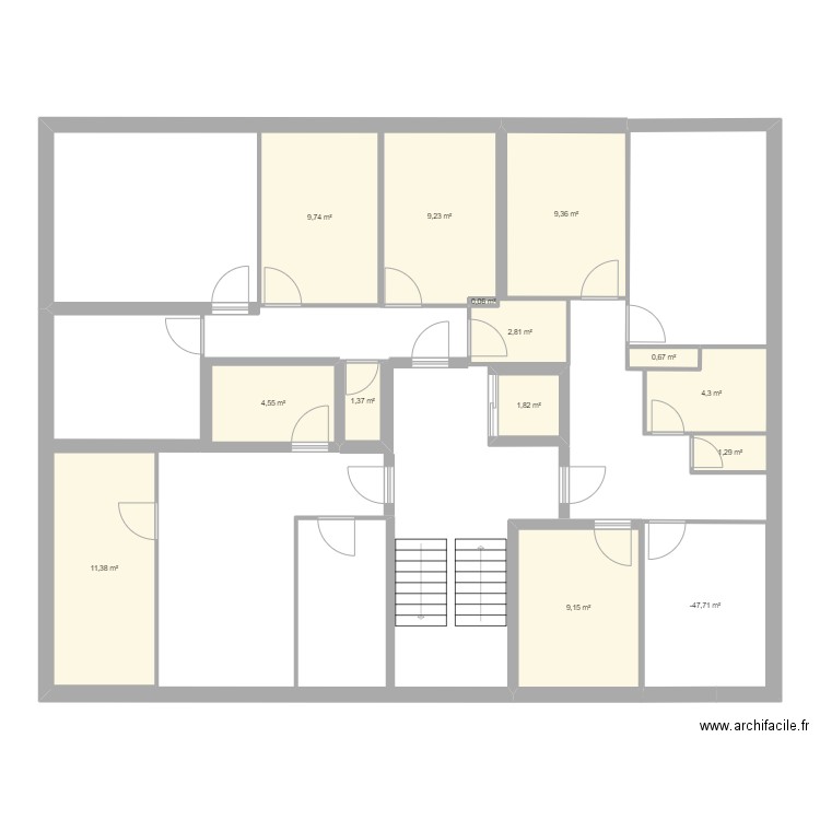 Bol. Plan de 14 pièces et 75 m2