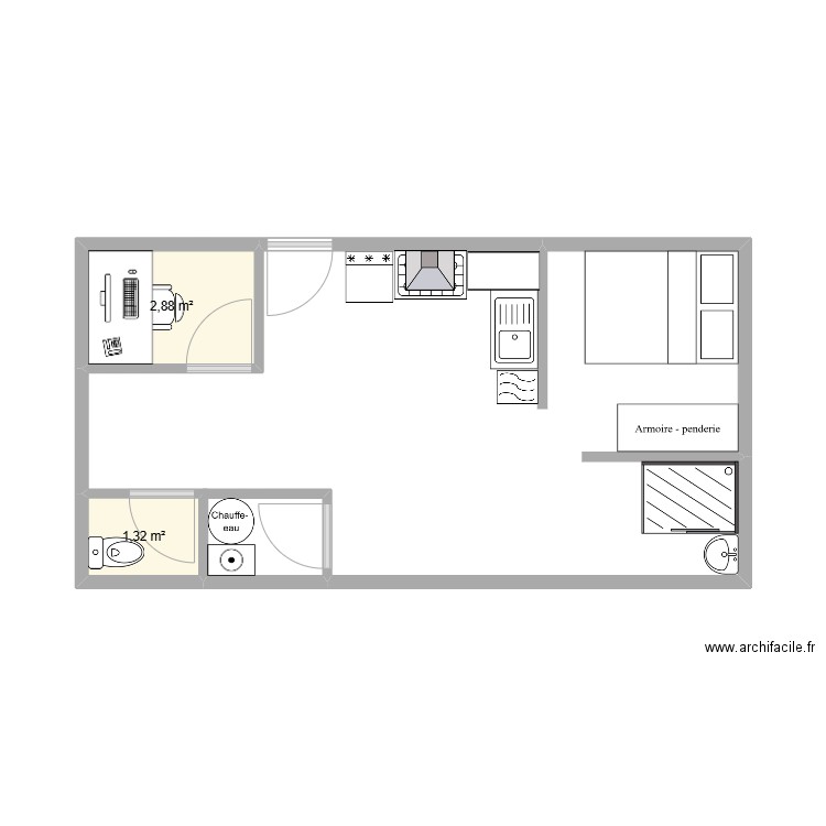 tiny housre kylian. Plan de 2 pièces et 4 m2