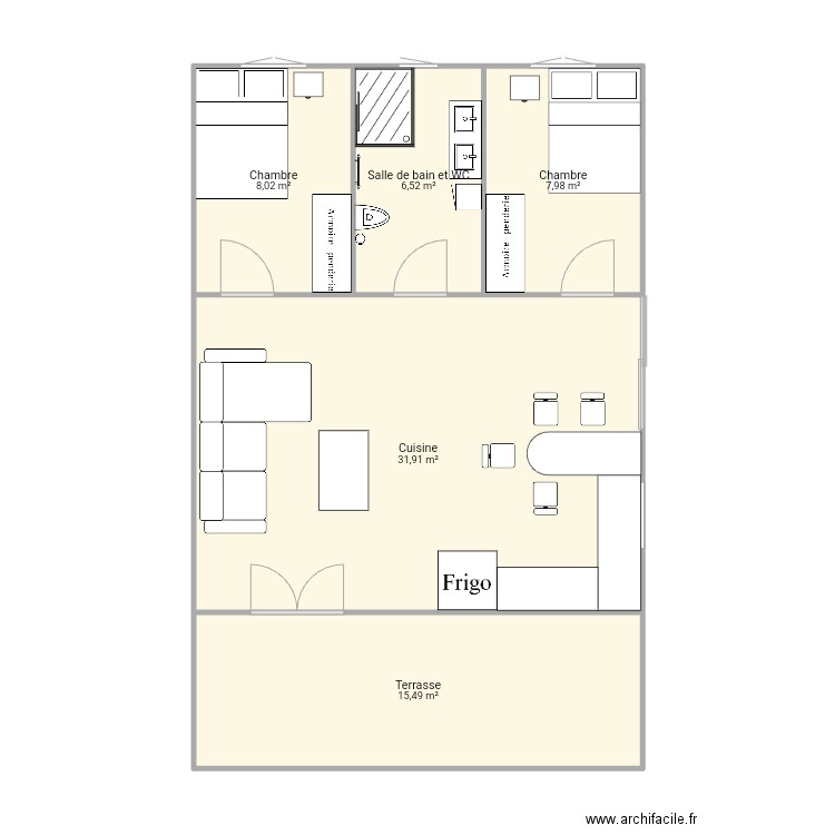 MAISON SIQUIJOR. Plan de 5 pièces et 70 m2