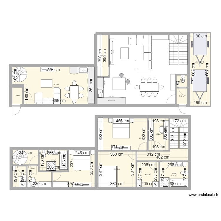 PROJET PERSO - ATELIER. Plan de 15 pièces et 125 m2